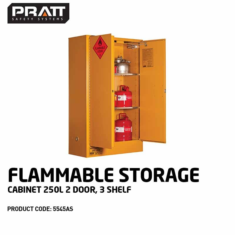 Flammable Storage Cabinet 250L 2 Door 3 Shelf
