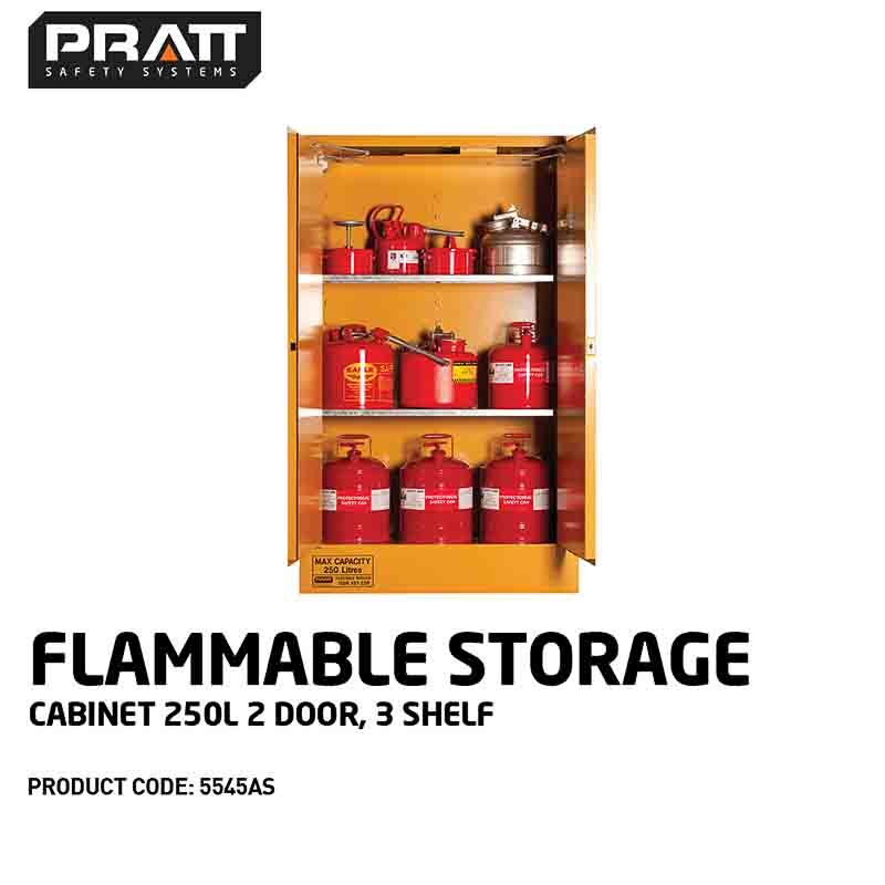 Flammable Storage Cabinet 250L 2 Door 3 Shelf