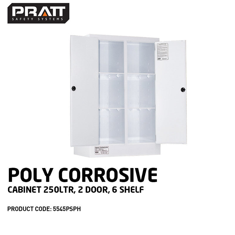 Poly Corrosive Cabinet 250LTR 2 Door 6 Shelf