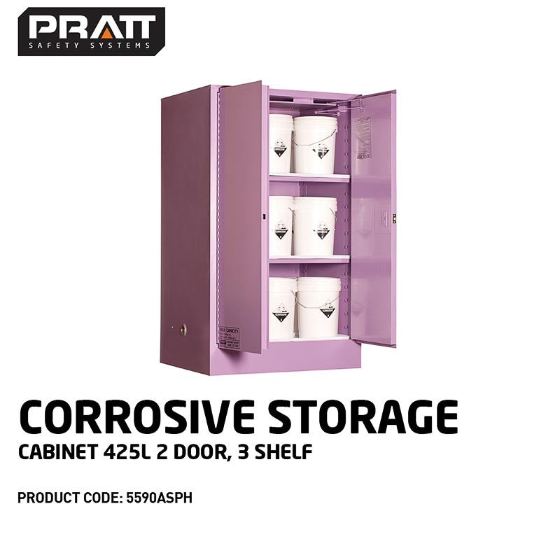 Corrosive Storage Cabinet 425L 2 Door 3 Shelf