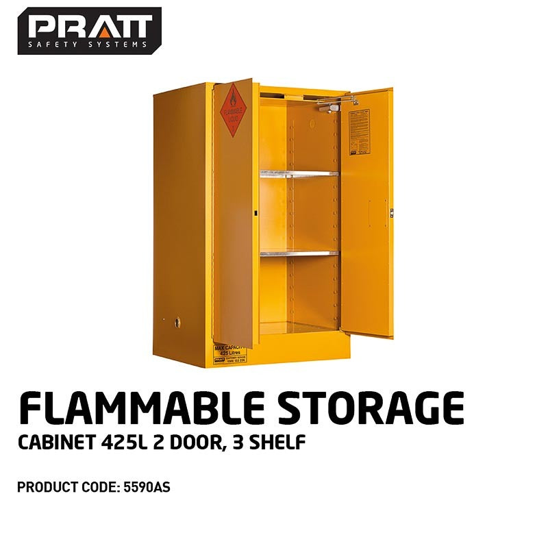 Flammable Storage Cabinet 425L 2 Door 3 Shelf