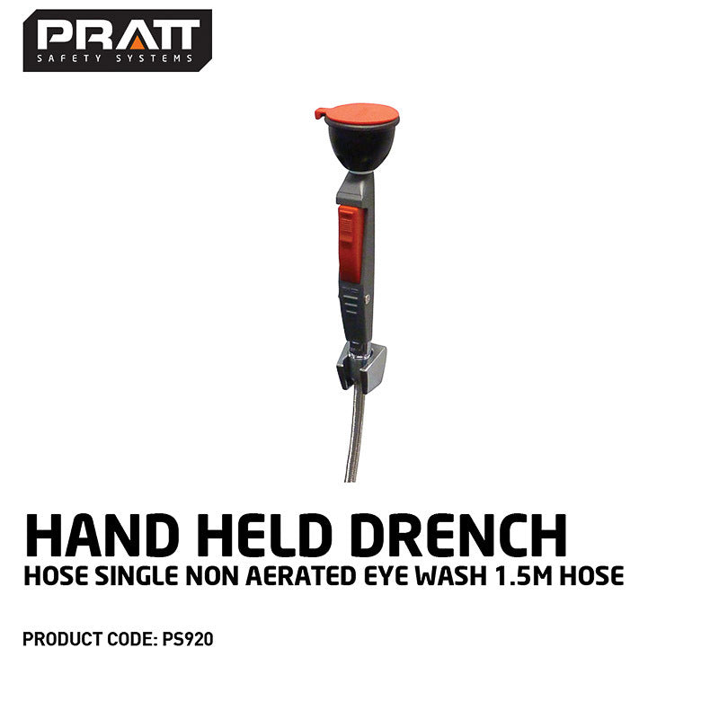 Hand Held Drench Hose Single Non Aerated Eye Wash 1.5M Hose