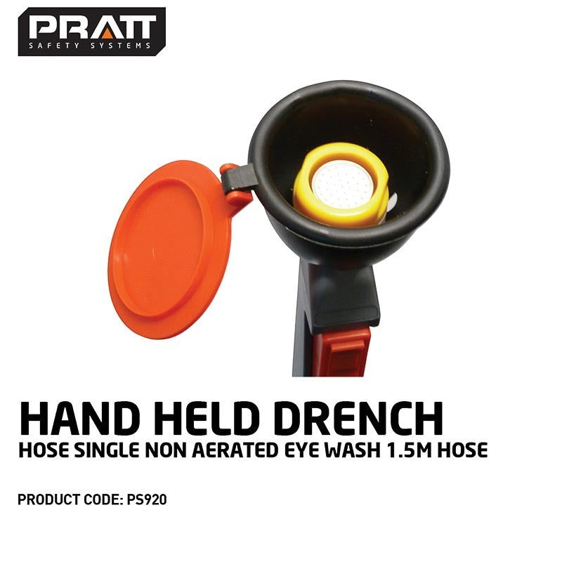 Hand Held Drench Hose Single Non Aerated Eye Wash 1.5M Hose