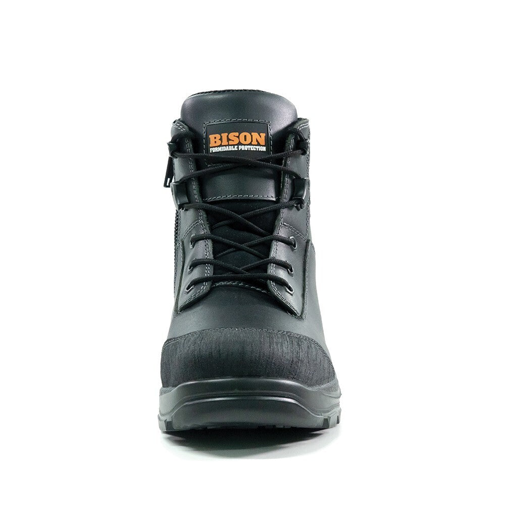 Bison Tor Lace Up Safety Boot with Zip Black