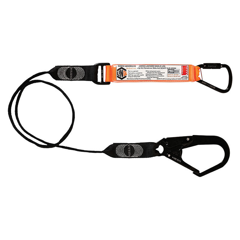 Elite Single Leg Shock Absorbing Webbing Lanyard with Hardware KT & SD