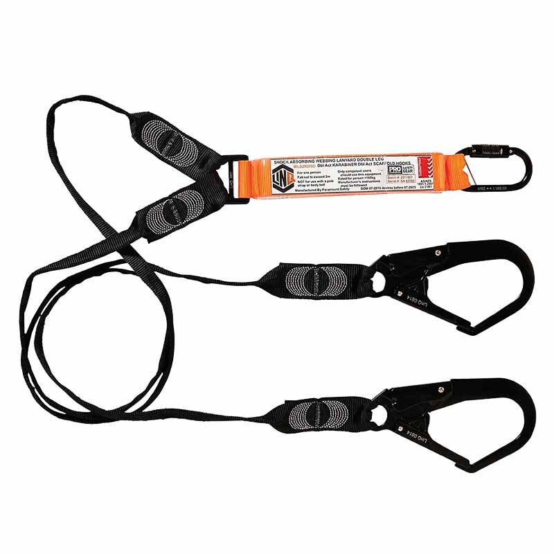 Elite Double Leg Shock Absorbing Webbing Lanyard with Hardware KD & SD X2