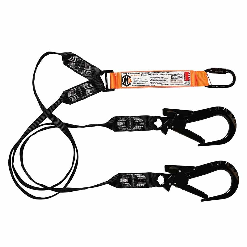 Elite Double Leg Shock Absorbing Webbing Lanyard with Hardware KD & ST X2