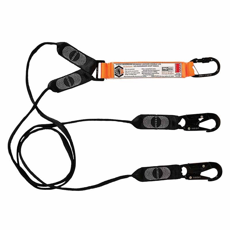 Elite Double Leg Shock Absorbing Webbing Lanyard with Hardware KS & SN X2