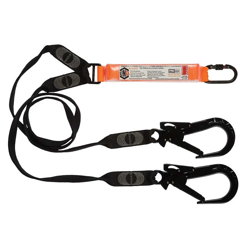 Elite Double Leg Shock Absorbing Webbing Lanyard with Hardware KS & ST X2
