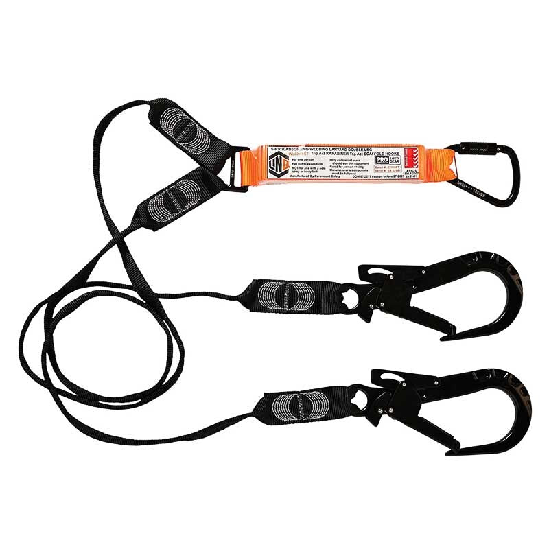 Elite Double Leg Shock Absorbing Webbing Lanyard with Hardware KT & ST X2
