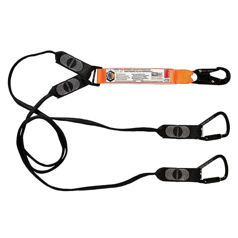 Elite Double Leg Shock Absorbing Webbing Lanyard with Hardware SN & KT X2