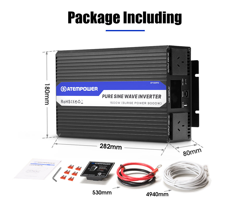 Atem Power Pure Sine Wave Power Inverter 1500W/3000W 12V to 240V Camping Car Boat