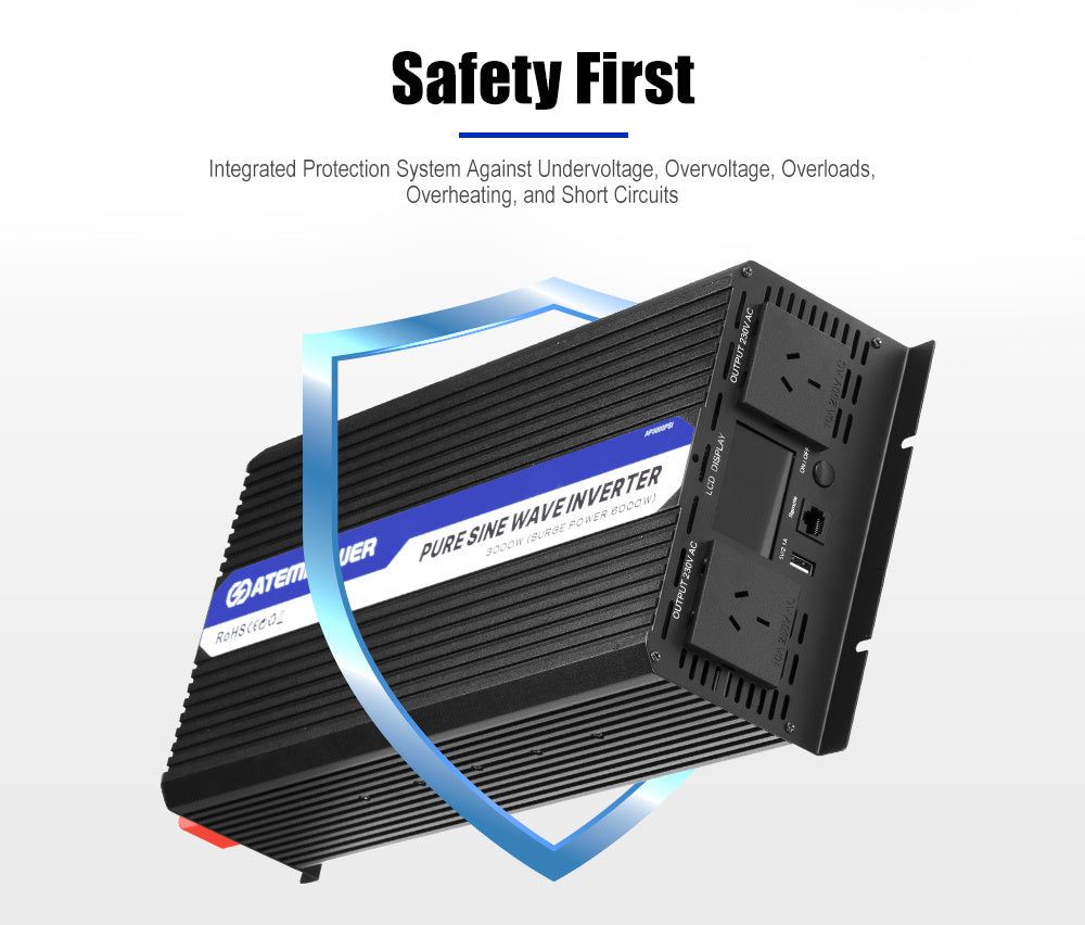 Atem Power Pure Sine Wave Power Inverter 12V to 240V 3000W/6000W Camping Car Boat