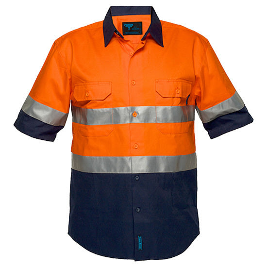 Prime Mover Hi-Vis Two Tone Regular Weight Short Sleeve Shirt with Tape