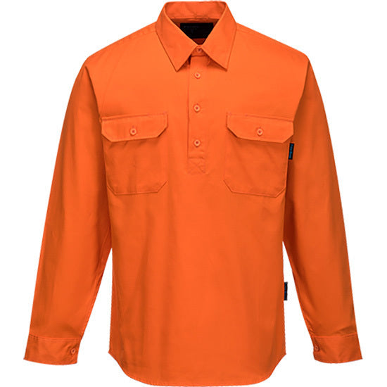 Prime Mover Hi-Vis Regular Weight Long Sleeve Closed Front Shirt