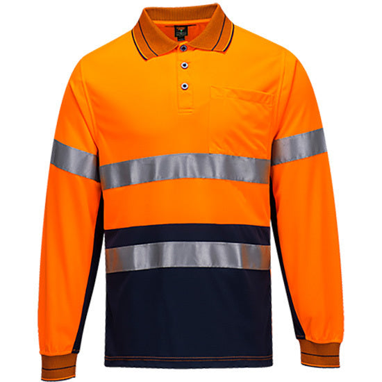 Prime Mover Long Sleeve Micro Mesh Polo with Tape
