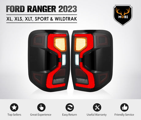 MOBI Pair LED Tail Lights For Ford Ranger XL XLS XLT SPORT MY 2023 - on