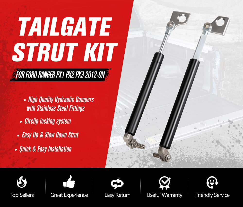 FIERYRED Easy Up & Slow Down Tailgate Strut Kit for Ford Ranger Raptor 2012-ON
