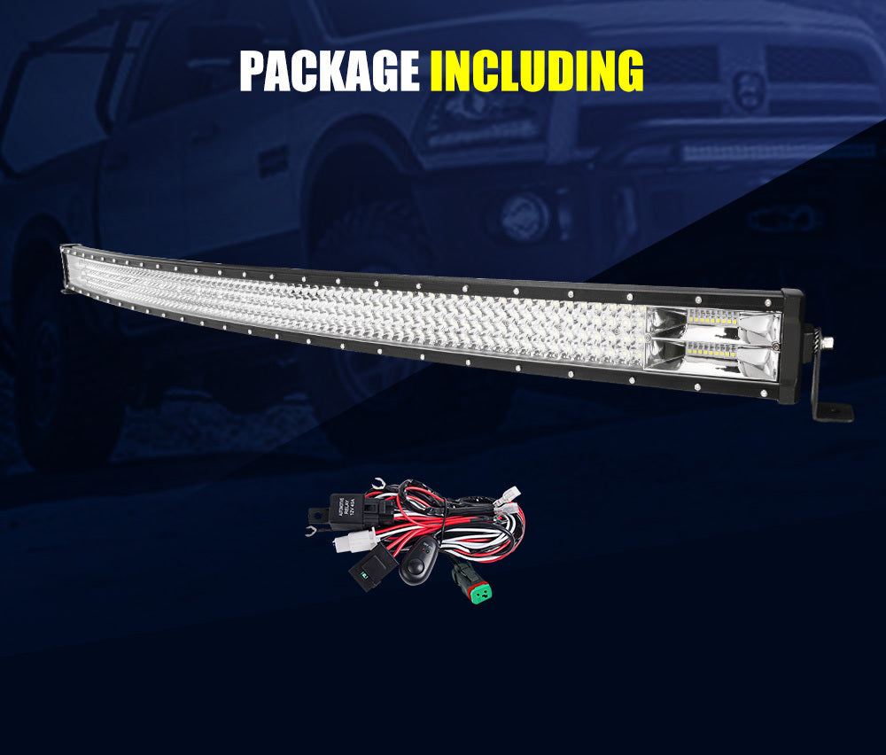 LIGHTFOX 50inch LED Light Bar Curved Combo BeamDriving Offroad 4x4 52"