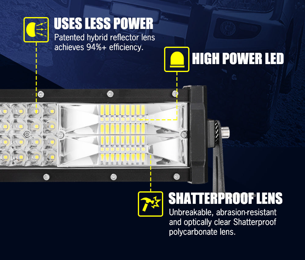 LIGHTFOX 50inch LED Light Bar Curved Combo BeamDriving Offroad 4x4 52"