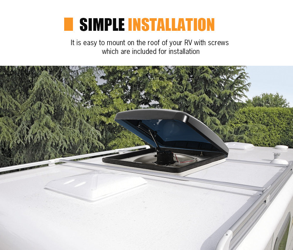 SAN HIMA Caravan Roof Vent Hatch & 3 Speed Pop-Up Fan 12V