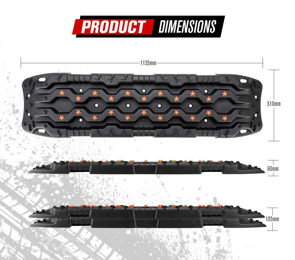 Fieryred Recovery Tracks 15T Board 4WD Vehicle Sand/Snow/Mud 1 Pair Black