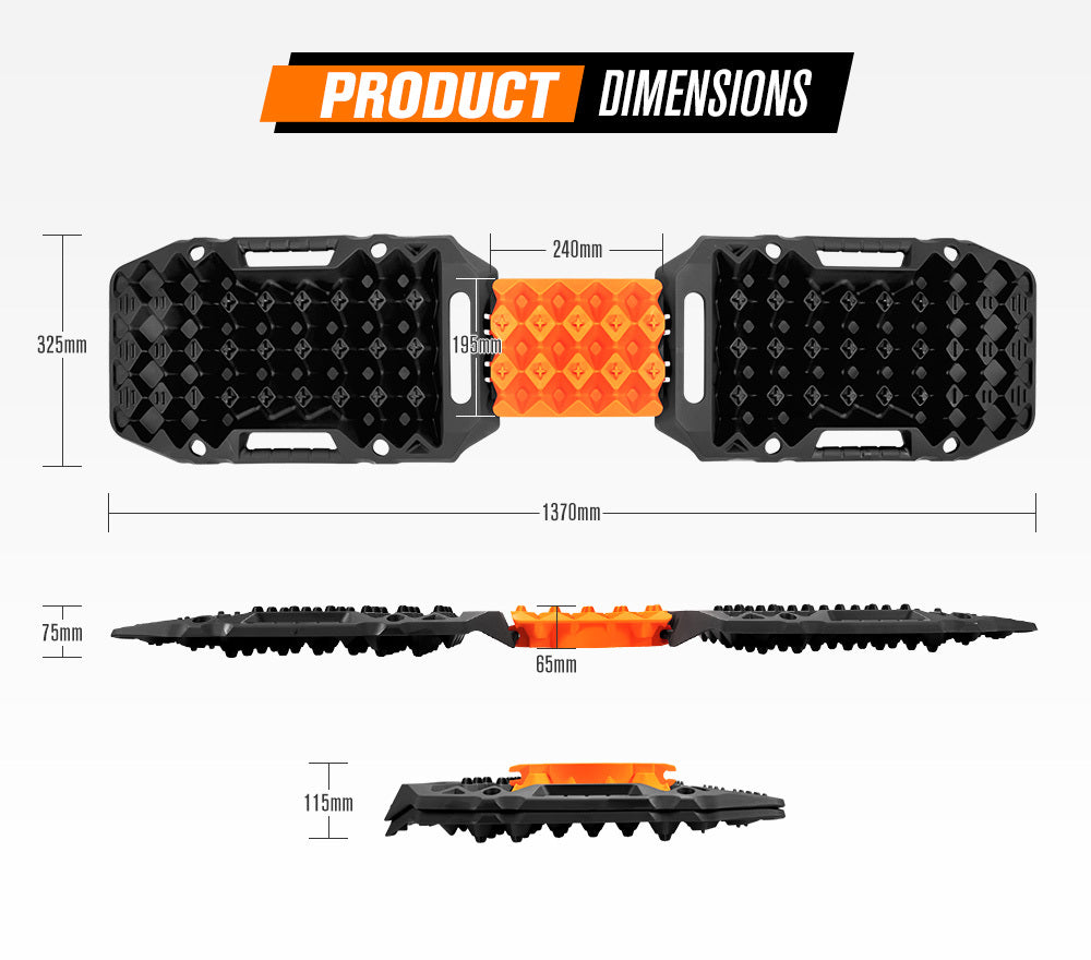BUNKER INDUST Pair Recovery Tracks Sand Track Black 15T 4WD Car Accessories 4x4