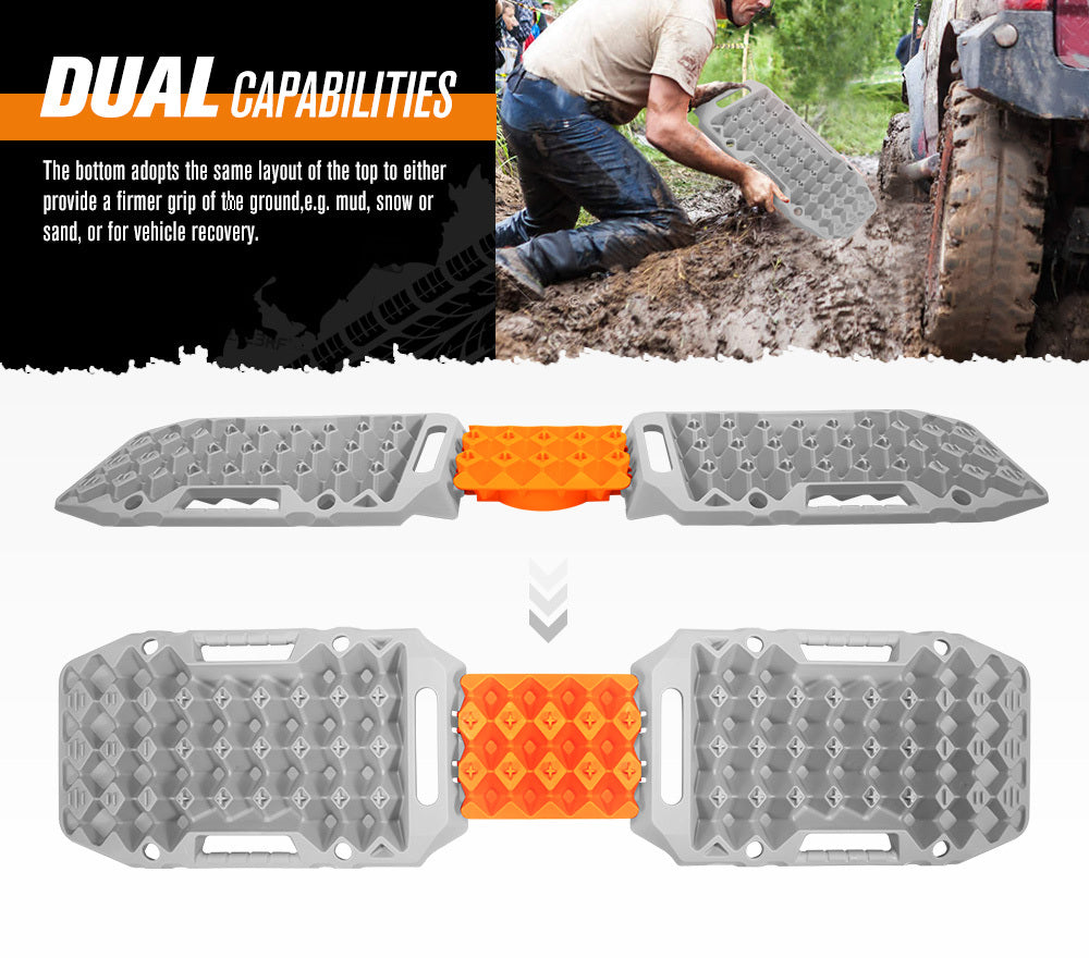 BUNKER INDUST Pair Recovery Tracks Sand Track 15T 4WD Car Accessories 4x4 Grey