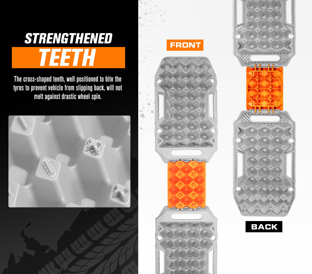 BUNKER INDUST Pair Recovery Tracks Sand Track 15T 4WD Car Accessories 4x4 Grey