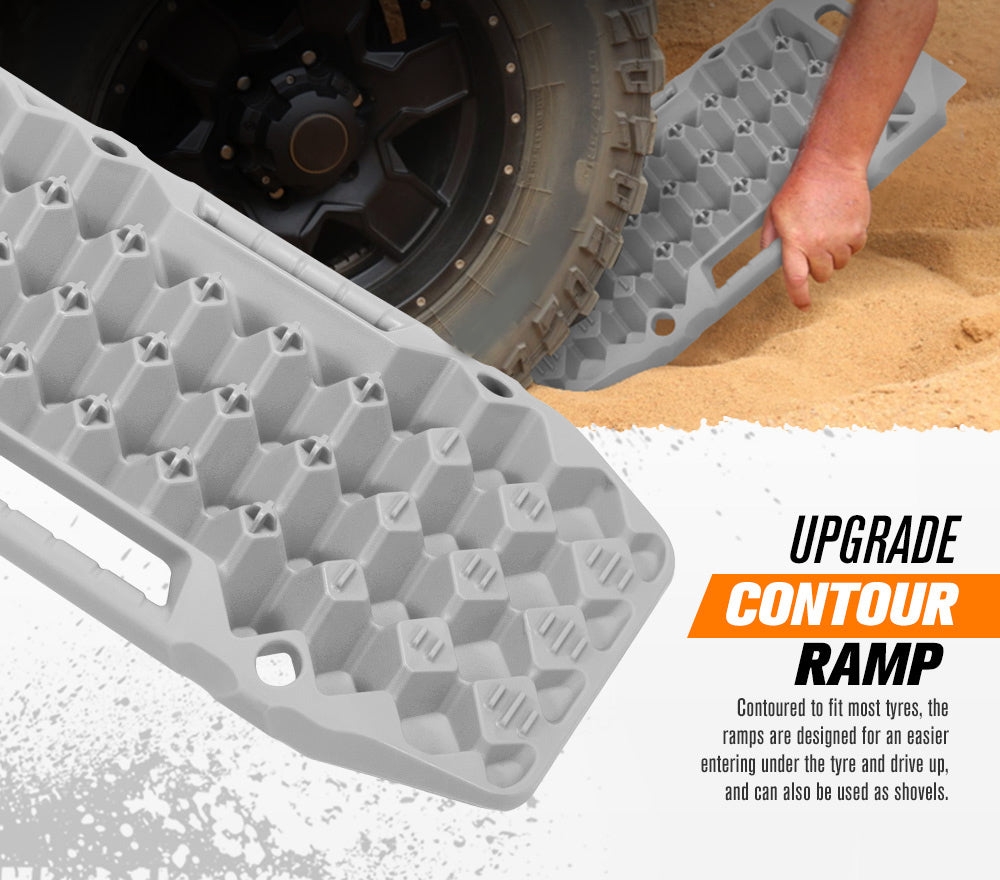 BUNKER INDUST Pair Recovery Tracks Sand Track 15T 4WD Car Accessories 4x4 Grey