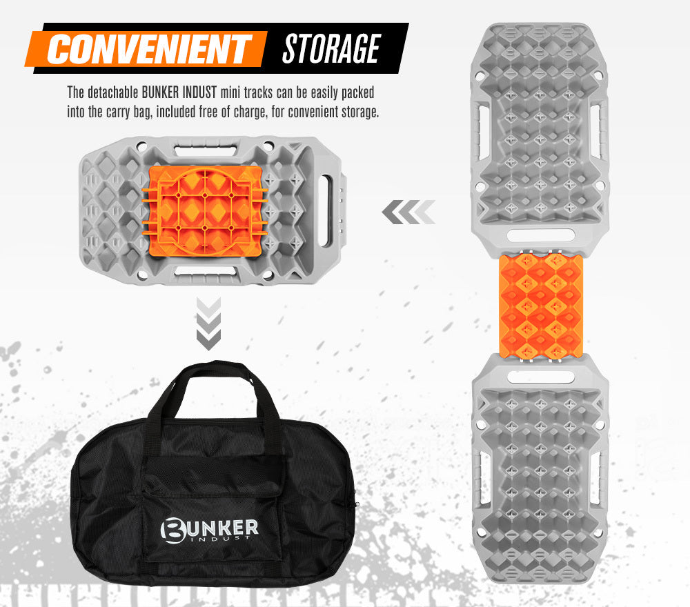 BUNKER INDUST Pair Recovery Tracks Sand Track 15T 4WD Car Accessories 4x4 Grey