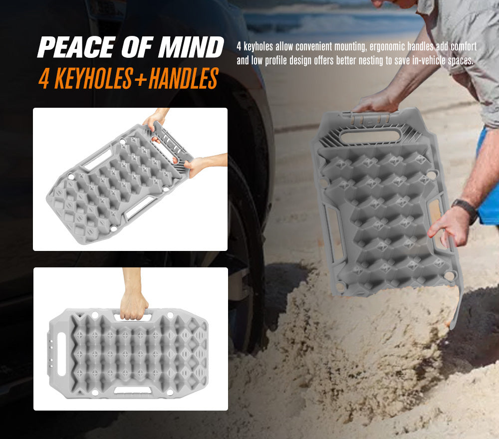 BUNKER INDUST Pair Recovery Tracks Sand Track 15T 4WD Car Accessories 4x4 Grey