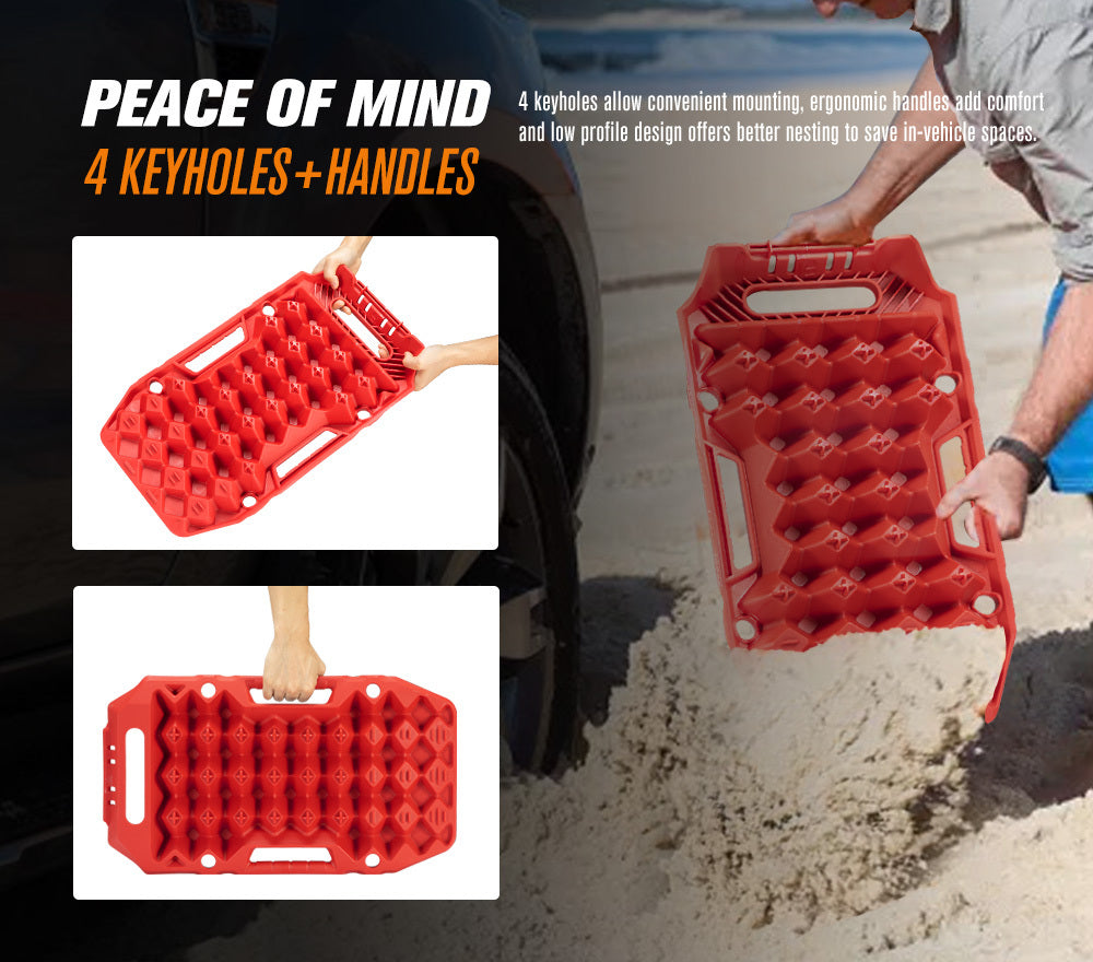 BUNKER INDUST Pair Recovery Tracks Sand Track Red 15T 4WD Car Accessories 4x4