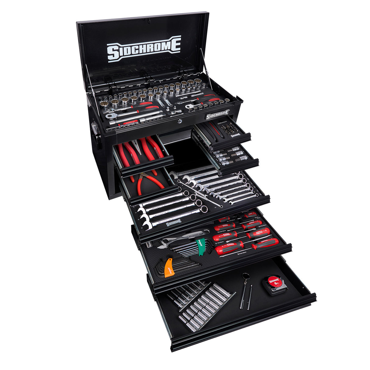 Sidchrome 204 Piece 13 Drawer  Hyper Colour Series Tool Kit (Black) SCMT10160HB