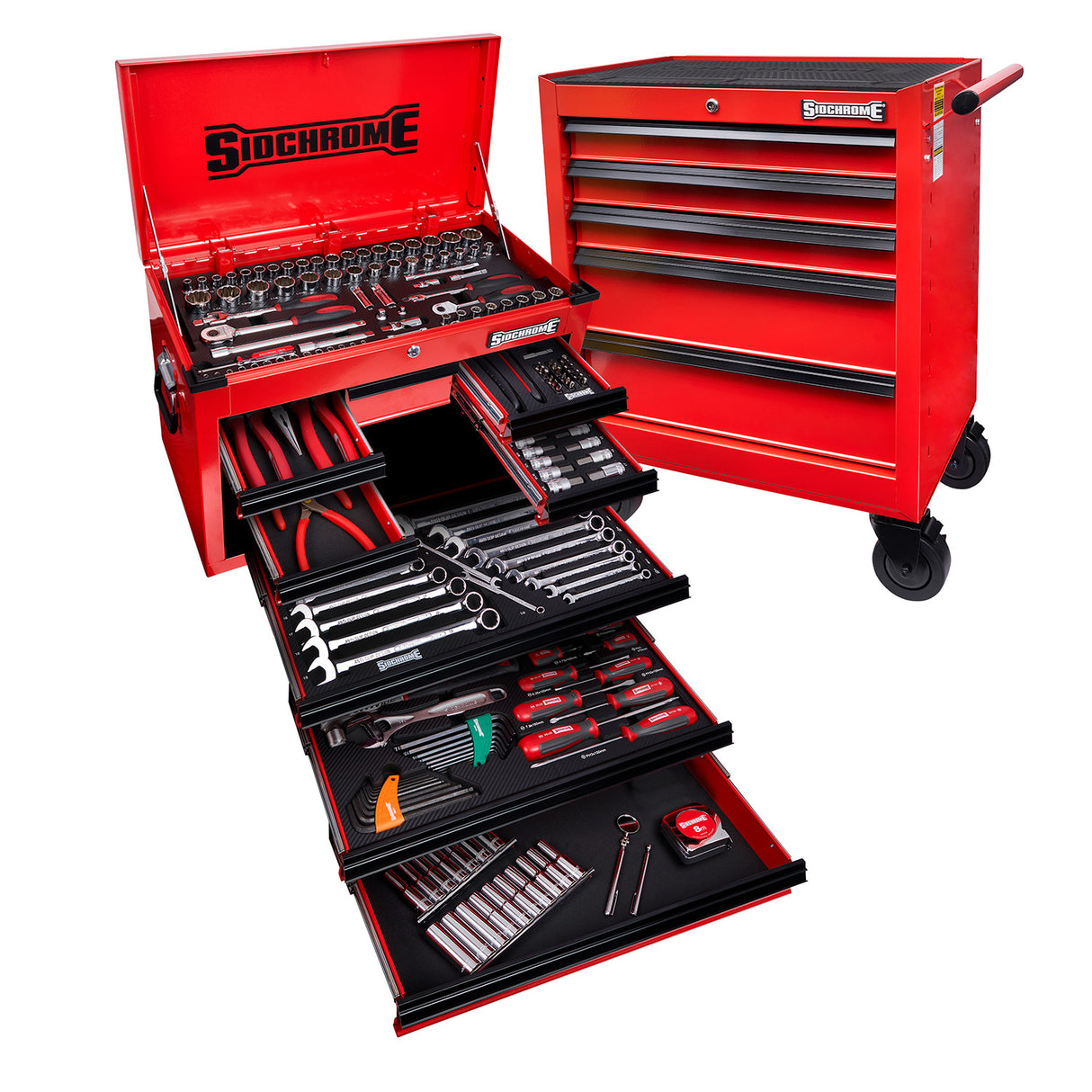 Sidchrome 204 Piece 13 Drawer Hyper Colour Series Tool Kit (Red) SCMT10160HR