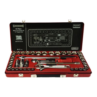 Sidchrome 42 Piece 1/2 Drive Socket Set - Metric/AF SCMT10356"