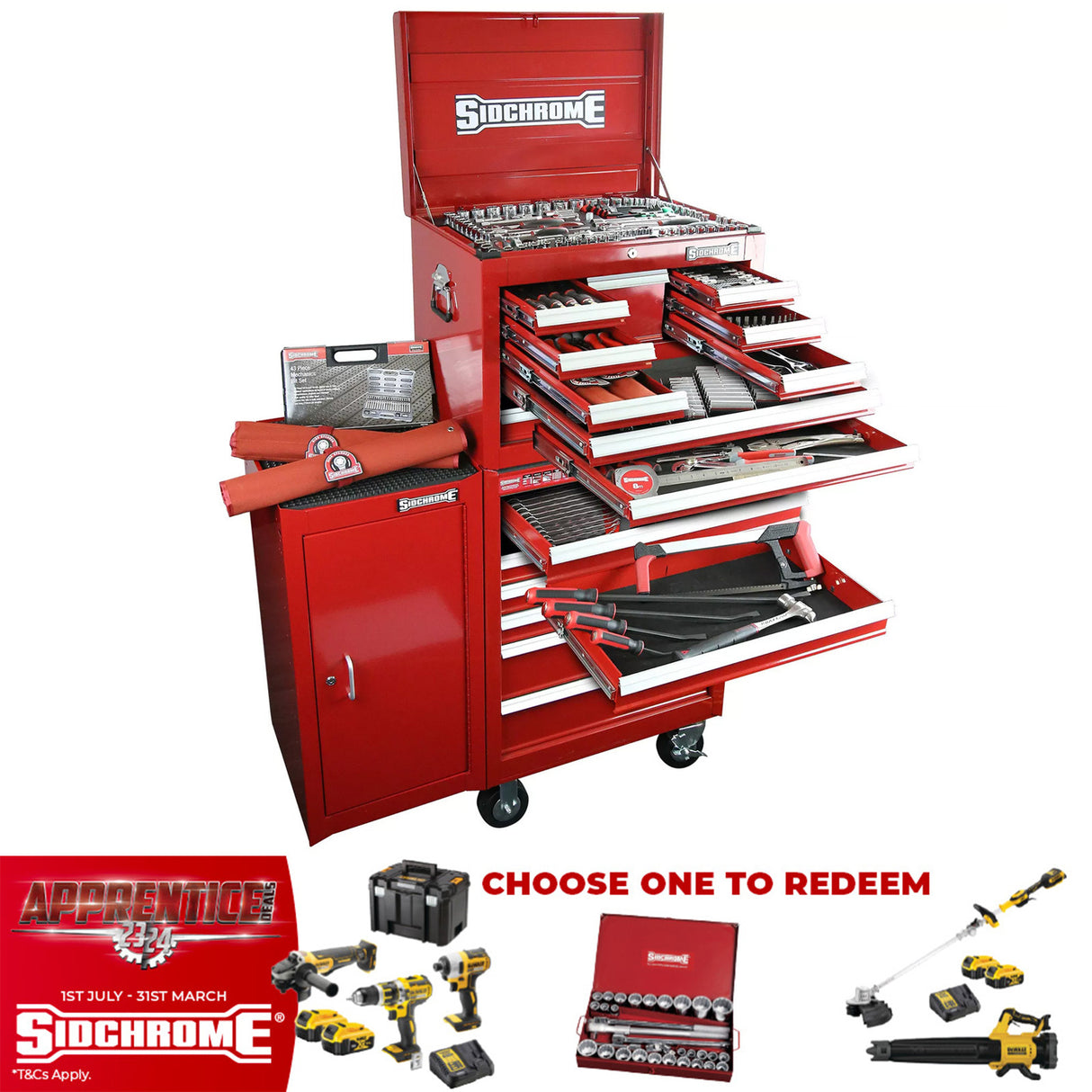 Sidchrome 356 Piece Tool Chest with Roller Cabinet & Side Cabinet - Metric/AF SCMT11402