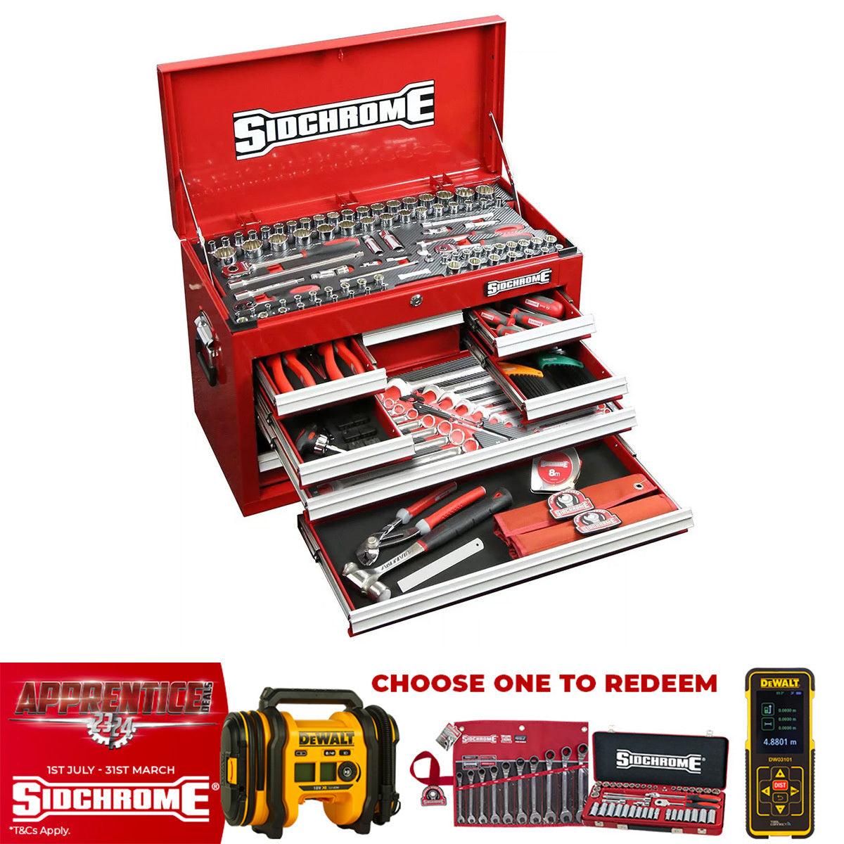 Sidchrome 176 Piece Metric & A/F Tool Kit SCMT11702