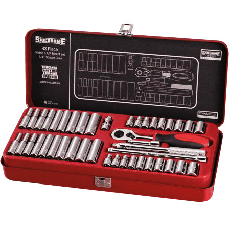 Sidchrome 43 Piece 1/4 Drive Socket Set - Metric/AF SCMT12130"