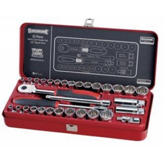 Sidchrome 32 Piece 3/8 Drive Socket Set - Metric/AF SCMT13105"