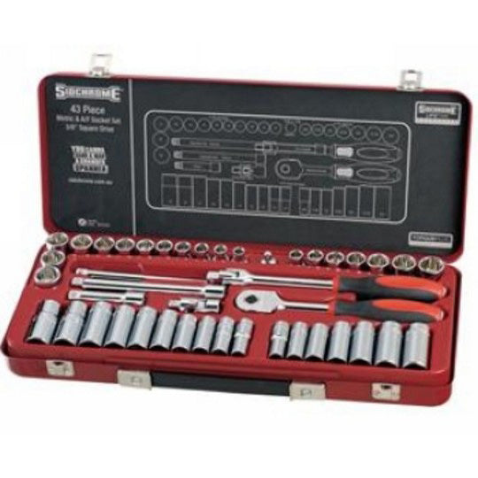 Sidchrome 43 Piece 3/8 Drive Socket Set - Metric/AF SCMT13107"