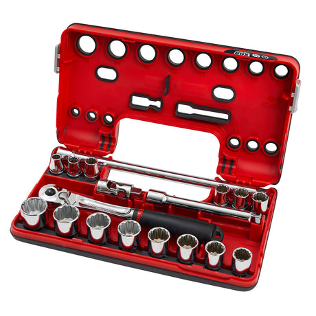 Sidchrome 18 Piece (Metric) 3/8 Drive Socket Set with Maintenance Free Compact Head Ratchet SCMT13150"