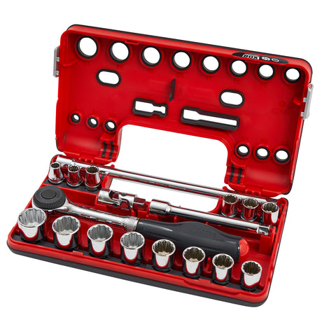 Sidchrome 18 Piece (Metric) 3/8 Drive Socket Set with Dual Function Rotator Ratchet SCMT13151"