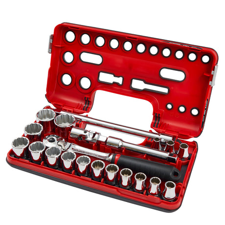 Sidchrome 21 Piece (Metric) 1/2 Drive Socket Set with Maintenance Free Compact Head Ratchet SCMT14150"
