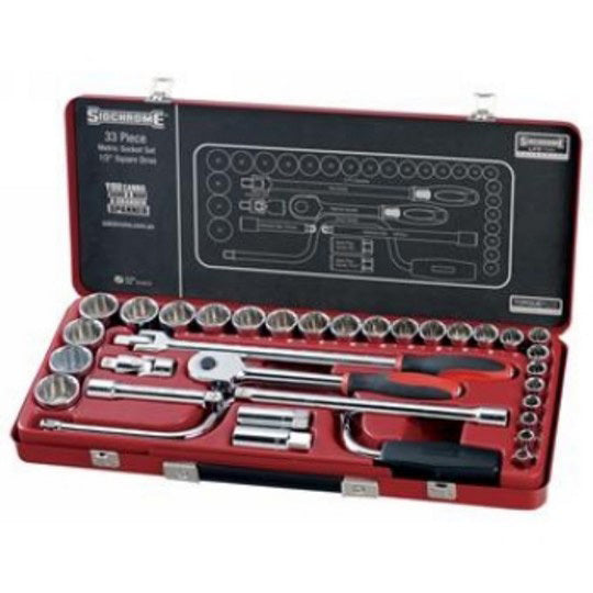 Sidchrome 33 Piece 1/2 Drive Socket Set - Metric/AF SCMT14210"