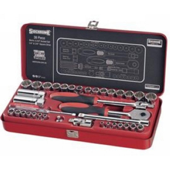 Sidchrome 38 Piece 1/4 & 3/8" Drive Socket Set - Metric/AF SCMT19105"