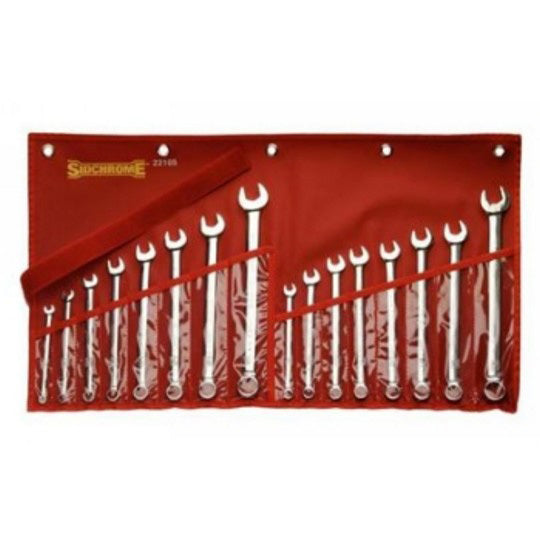 Sidchrome 16 Piece Ring & Open End Spanner Set - Metric/ AF SCMT22105