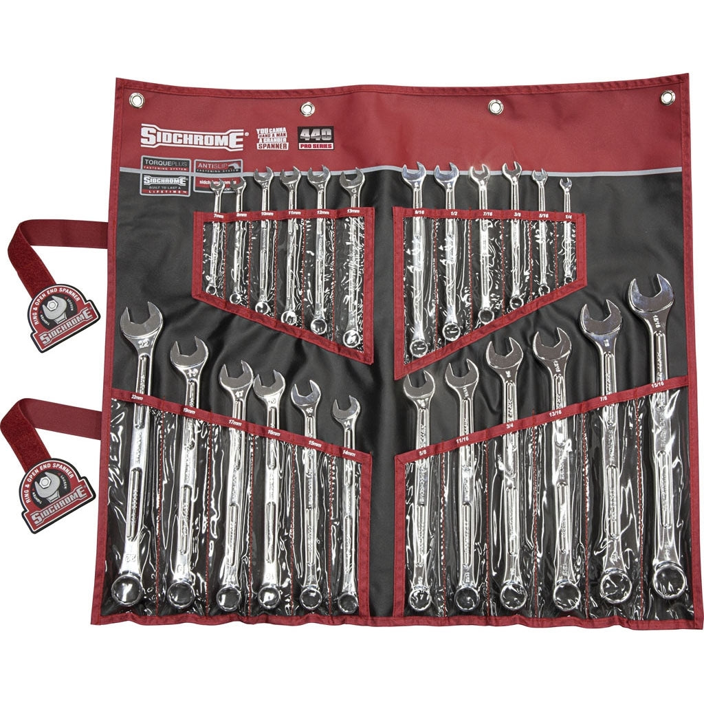 Sidchrome 24 Piece Spanner Set Ring & Open End Metric/AF SCMT22106