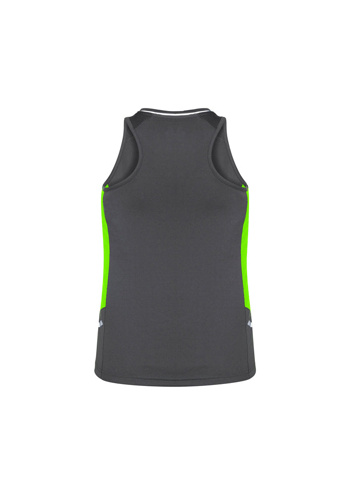 Biz Collection Ladies Renegade Singlet Grey/Fluoro Lime/Silver