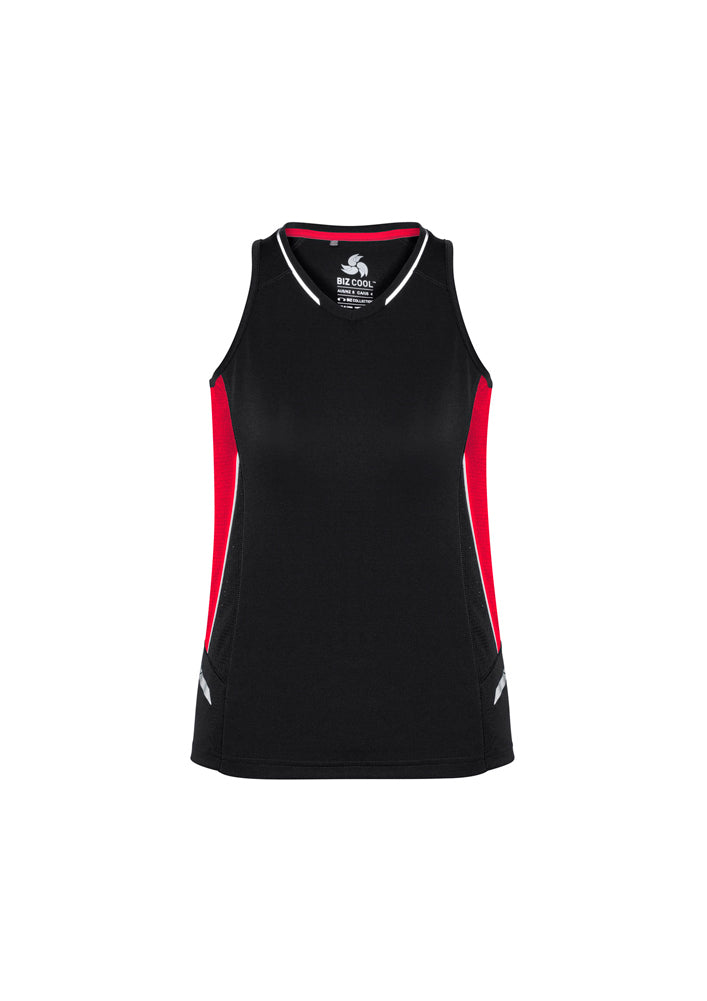 Biz Collection Ladies Renegade Singlet Black/Red/Silver